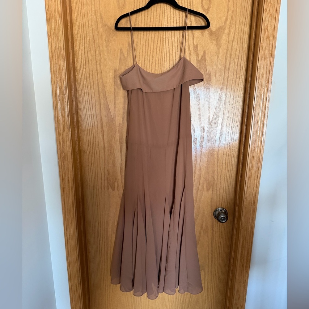 H&M ELEGANT BROWN MIDI DRESS‎ IN CRÉPE CHIFFON NWT SZ XS - Picture 14 of 14